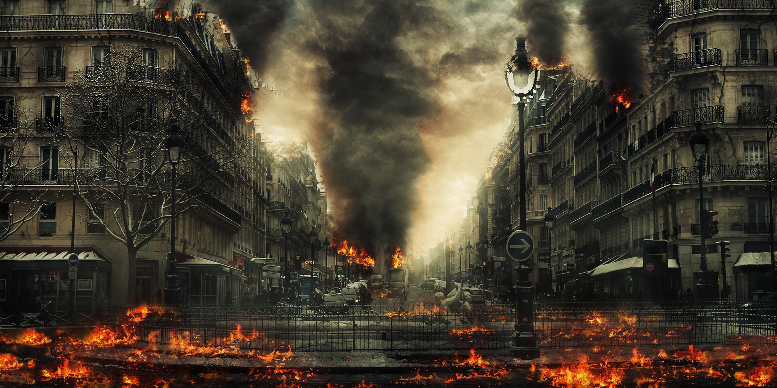 Vista pos-apocalíptica de una ciudad.